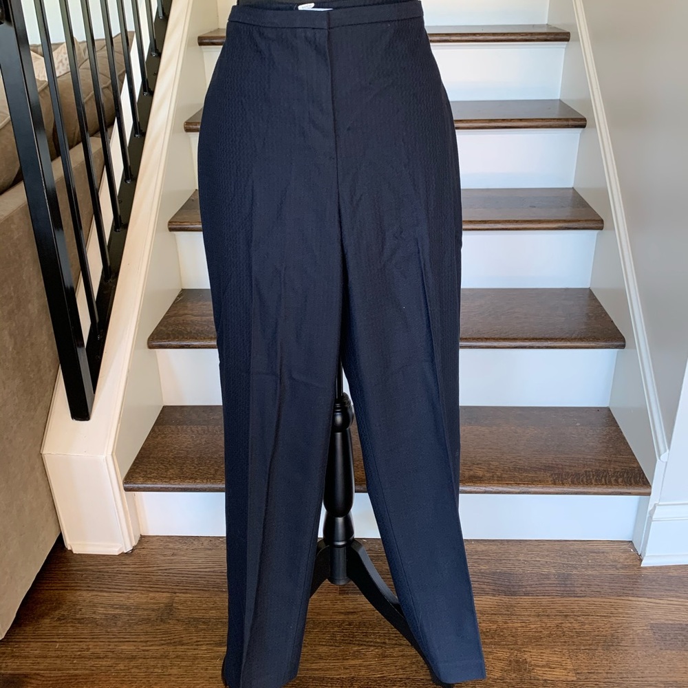 T Tahari Navy Embossed Suit Pant